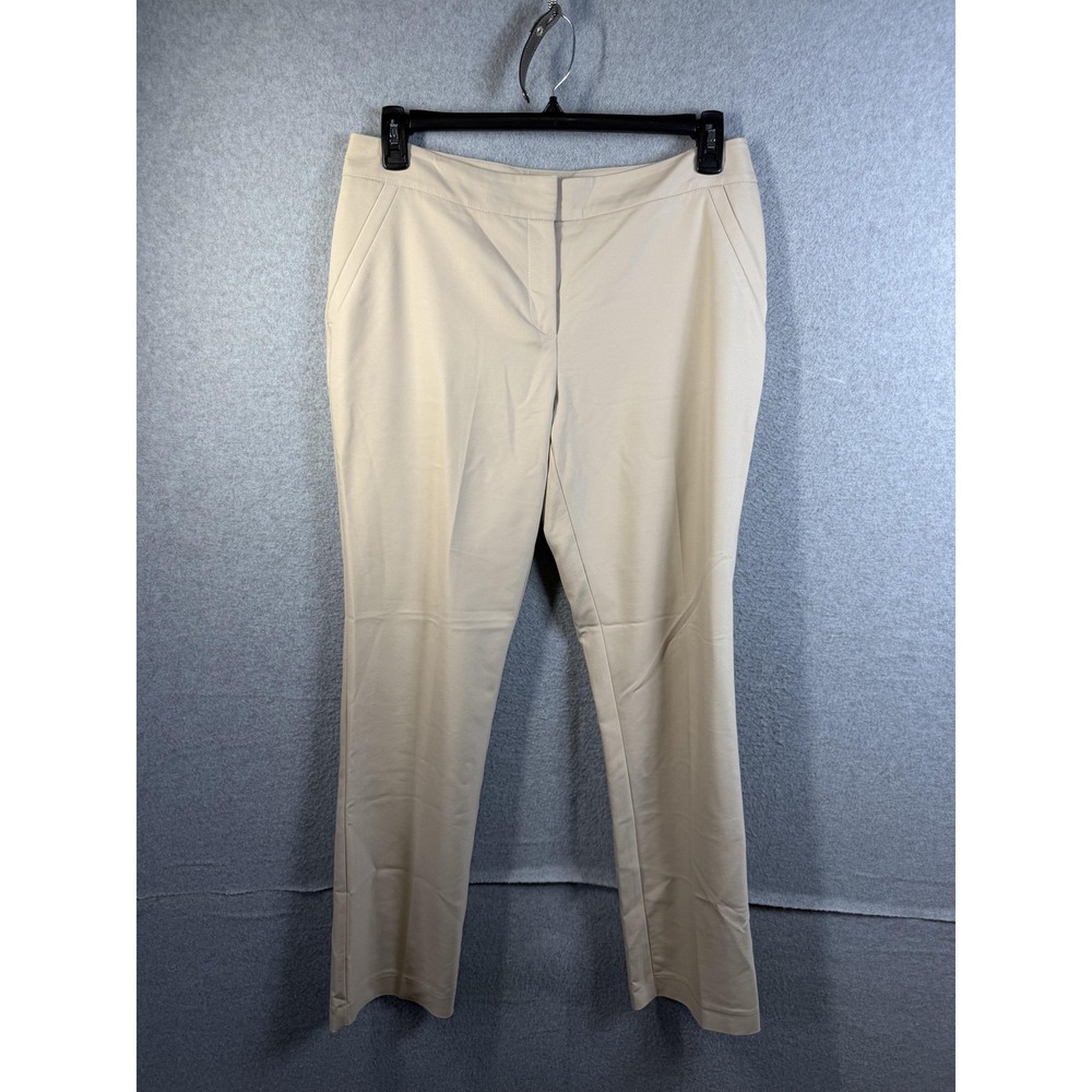 Chico's Pants Womens M/8 (Chicos 1) Beige So‎ Slimming Slim Twill Dress Stretch
